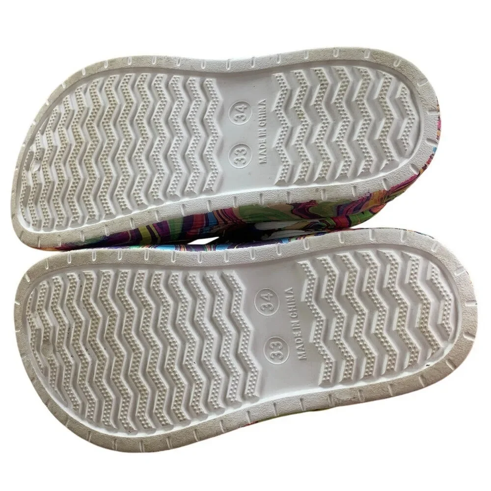 Mallaza Kids SIze 3/4 Rainbow Swirl Slip On Heel Strap Garden Clog Sandal Shoes